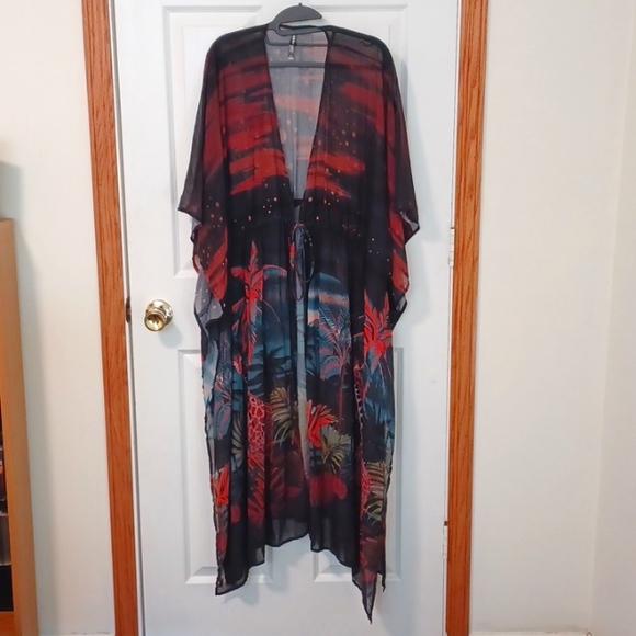 Torrid tropical jungle print caftan coverup 00/0 - Picture 2 of 4